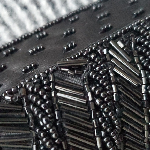 Vintage Black Beaded Purse – Art Deco 1920s Style Mini Evening Bag - Picture 8 of 10